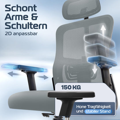 CLOUVOU BrightSeat ergonomischer Bürostuhl mit Wippfunktion bis 135°
