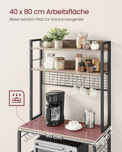 VASAGLE Mikrowellenregal Steckdosen Greige-schwarz KKS025B02EU