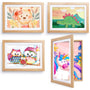 Kromapolis Bilderrahmen für Kinderkunst A4, 4er-Set, MDF, Holzmaserung, bruchsicheres Acrylglas