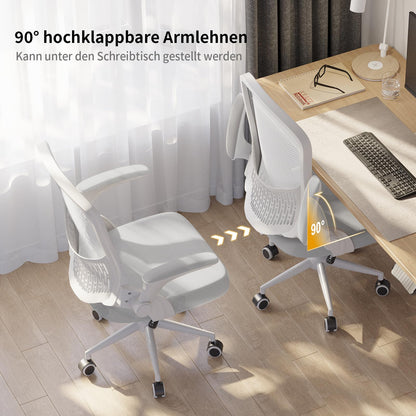 naspaluro Ergonomischer Schreibtischstuhl Drehstuhl - weiss-grau, klappbar