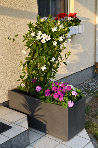 Ondis24 Pflanzkübel Vulkan Pierre 100 cm mit Wasserspeicher, hellgrau