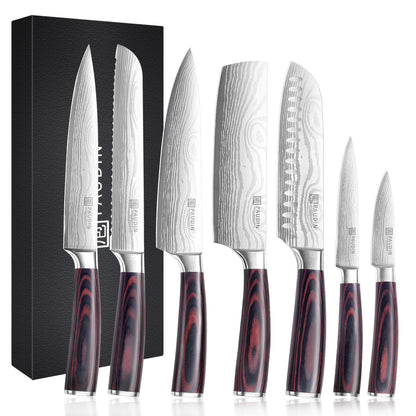 PAUDIN Profi-Messerset 7-teilig - Küchenmesser Set Edelstahl mit scharfen Klingen zum Schneiden von Lebensmitteln.