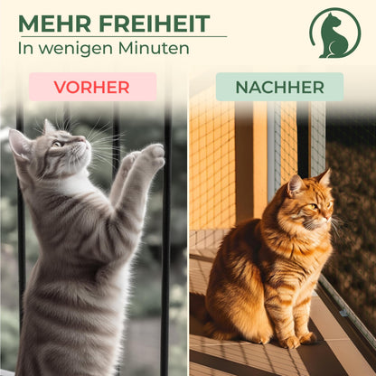 WOOWOOD Katzennetz Balkon, drahtverstärkt, wetterfest, 4x3 m