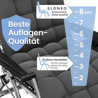 ELONEO Liegestuhl klappbar mit Polster, wetterfest, bis 200 kg