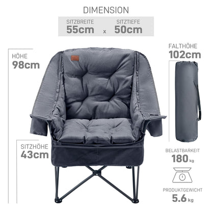 EVER ADVANCED 2-in-1 Campingstuhl faltbar 180 kg mit Kühltasche