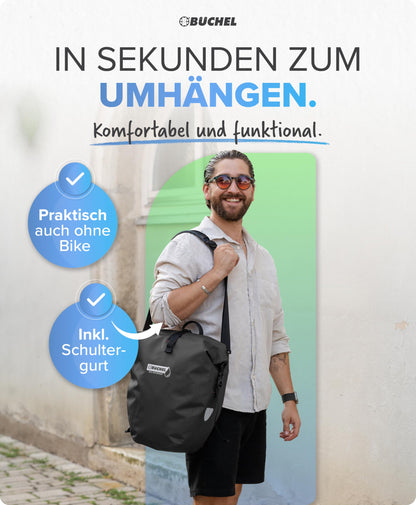 Büchel Fahrradtasche für Gepäckträger, 2er Set, 25.4 L, wasserdicht