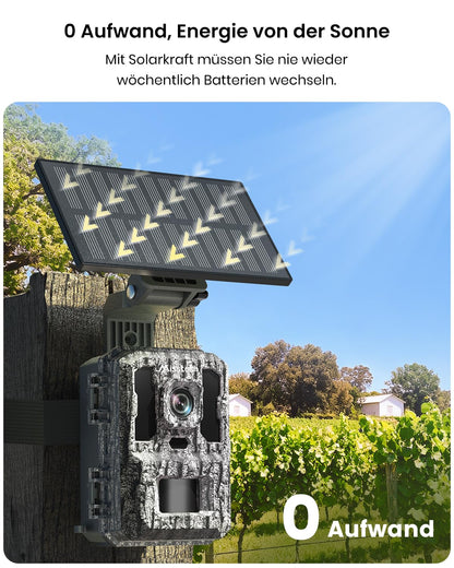 Misstech Solar-Wildkamera 4K 64MP mit Handyübertragung und Nachtsicht