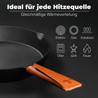 TECOR Gusseisenpfanne 32 cm Induktion, ungeschliffen, hoher Rand