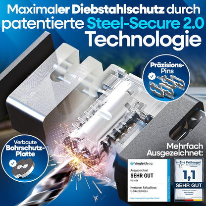 Nextcover FoldOne Faltschloss 100 cm mit Halterung und 3 Schlüsseln