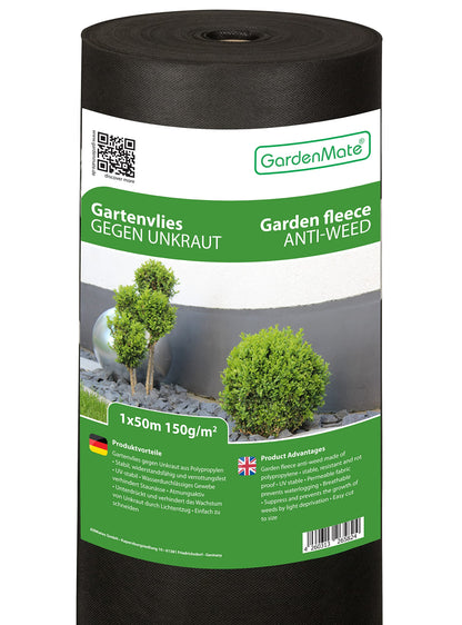 GardenMate Unkrautvlies Gartenvlies 50 m², 150 g/m², wasserdurchlässig, als Rolle 1 x 50 m