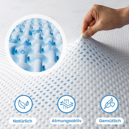 BedStory Gel Topper 200x200 cm 10 cm Gelschaum Matratzentopper H3 H4