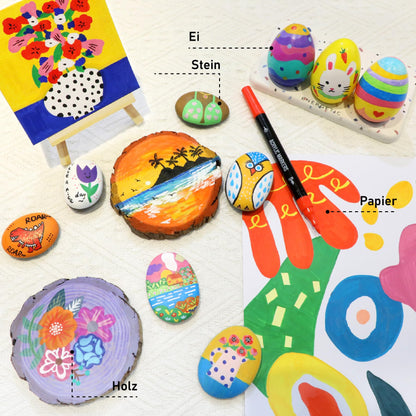 Pamaker Acrylstifte Set 120 Farben, Acrylmarker mit Doppelspitze