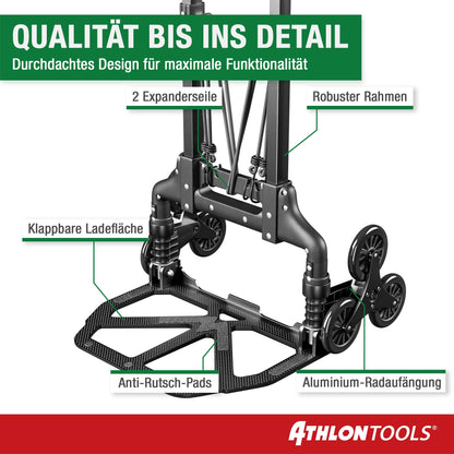 ATHLON TOOLS Treppen-Sackkarre klappbar, Aluminium, TÜV GS-geprüft