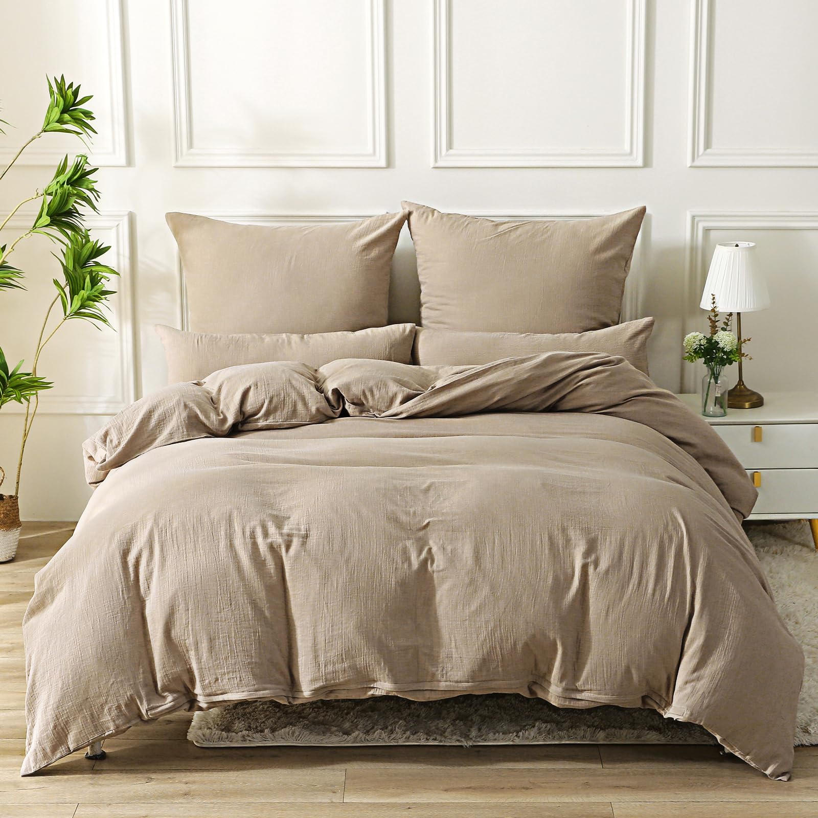SOULFUL Doppelte Muslin Baumwolle Bettwäsche-Set 220x240 Kaffeebraun, kaffeebraun, aus doppeltem Musselin, für Doppelbetten.