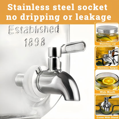 Deefongo Glas-Getränkespender 2er-Set 4 L mit Ständer und Hahn
