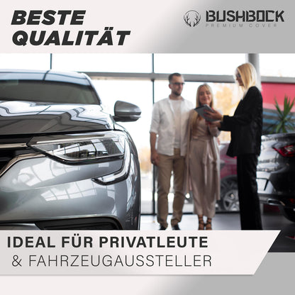 BUSHBOCK® Premium Autoabdeckung Indoor Satin Stoff - Schwarz, L