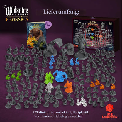 Wildspire Classic Creatures Miniaturen-Set, 120 D&D Figuren, 28 mm