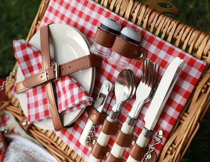 ZORMY Picknickkorb für 2 Personen mit Besteck, Rotes Karo