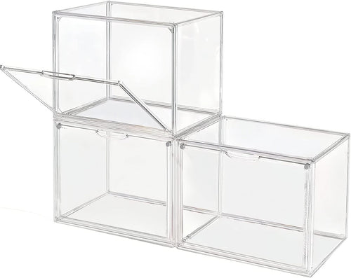 GUDEMAY Aufbewahrungsbox transparent mit Magnetverschluss, 3er Set, stapelbar
