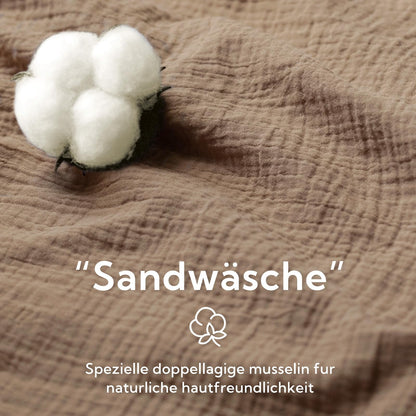 SOULFUL Muslin Baumwoll Bettwäsche Set 135x200 - Dunkler Kaffee