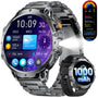 LIGE EF13-E Smartwatch Herren, 1000 mAh, 1,85-Zoll-HD-Display, IP68 in Schwarz mit Edelstahl- und Silikonarmband