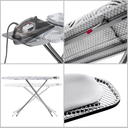 KADAX Bügelbrett klappbar mit Bügeleisenablage, 114 x 34 cm, Grau