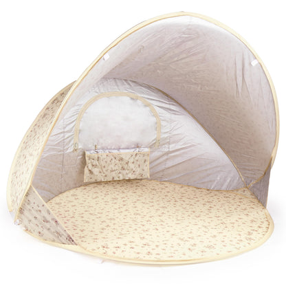 Bieco Ella Pop-up Strandmuschel Vintage Flowers mit UV-Schutz 40+, Zelt aus Polyester mit Blumenmuster
