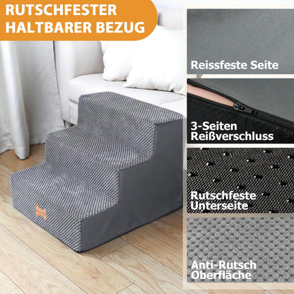Nepfaivy Hundetreppe 3-stufig für kleine Hunde, 45 x 40 x 34 cm