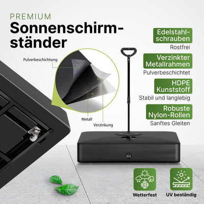 Gartenzeit Sonnenschirmständer befüllbar rollbar bis 162 kg schwarz