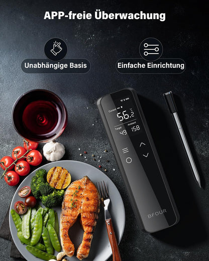 BFOUR BF-70 Grillthermometer mit WLAN & Bluetooth, 6 Sensoren