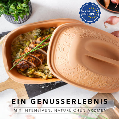 Römertopf Klassiker Bräter Dampfgarer aus Naturton – 3 Liter
