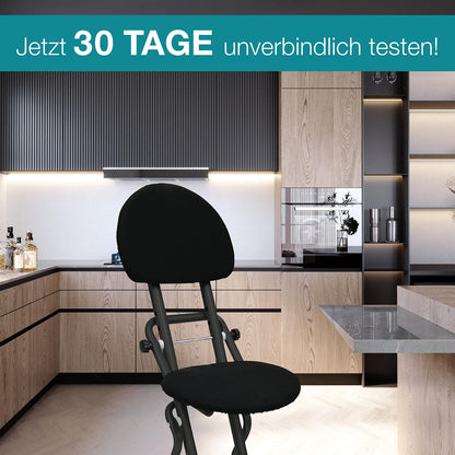ELONEO Bügelstehhilfe mit Rückenkissen, höhenverstellbar, schwarz