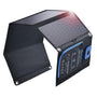 BigBlue 28W Tragbares Solar-Ladegerät USB-C/A - Digital Amperemeter. Faltbare schwarze Solarpanels laden Geräte.
