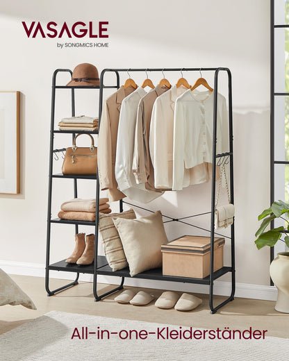 VASAGLE Kleiderständer RGR116B02 – Garderobe mit Schuhablage Schwarz