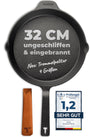 TECOR Gusseisenpfanne 32 cm Induktion, ungeschliffen, hoher Rand – Gusseisen, unbeschichtet