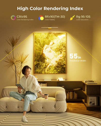 PopoIron WL13 LED Bilderleuchte kabellos mit Akku, Gold, 2 Stück