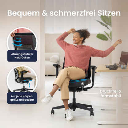 Ergotopia PureBack Ergonomischer Bürostuhl - Mit Kopfstütze