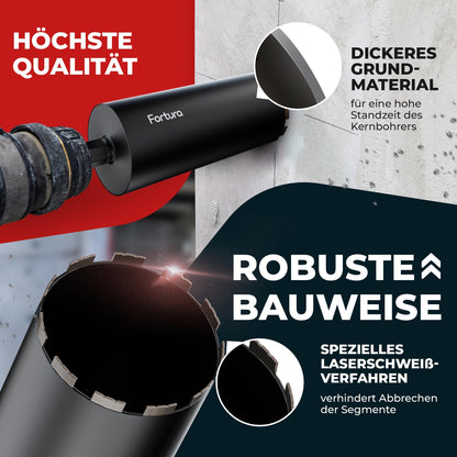 Fortura Diamantbohrkrone Ø63x400mm Kernbohrer für Beton, 1¼ Zoll