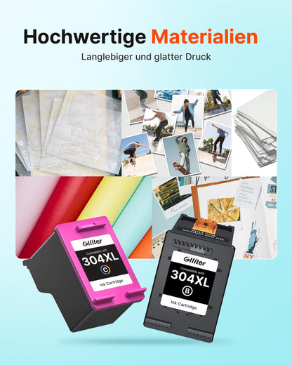 Glliter 304 XL Druckerpatronen Schwarz/Farbig kompatibel für HP 304