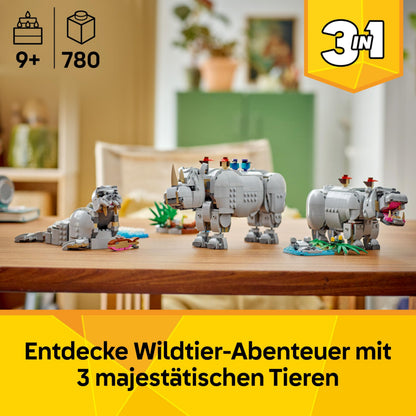 LEGO Creator 3in1 Wilde Tiere: Prächtiges Nashorn mit Vögeln 31171