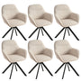 Goeurvant Esszimmerstühle 6er Set, 360° drehbar, Leinen, Beige – Polsterstühle mit Armlehnen und Metallbeinen