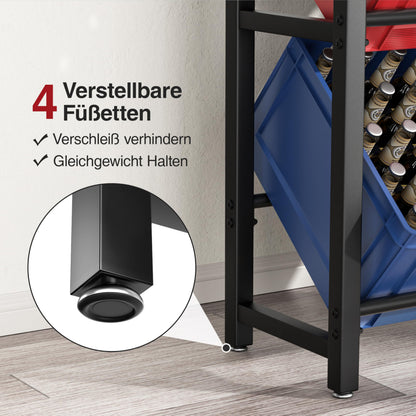 Josmimic Getränkekistenregal mit Holzablage für 4 Kästen, Schwarz