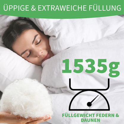 Welldora Komfort Ganzjahres Federbett Daunendecke 155x220
