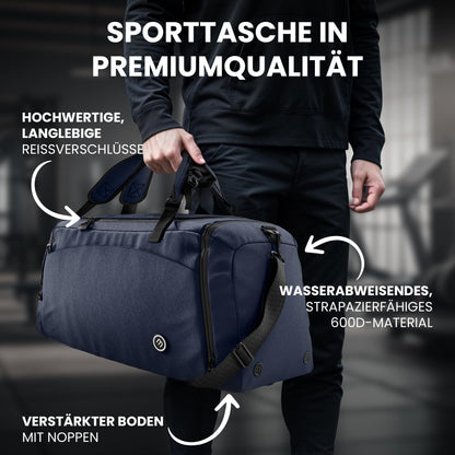 BeMaxx Sporttasche mit Rucksackfunktion, Schuhfach, 40 L, Blau