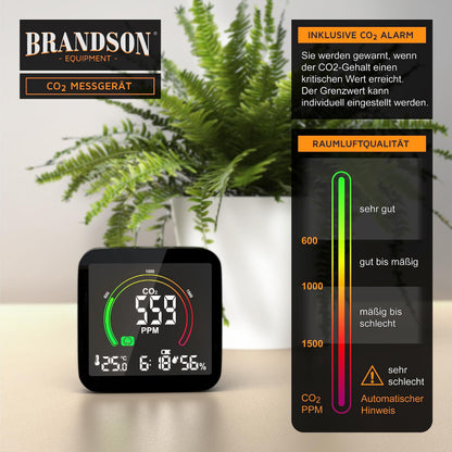 Brandson CO2 Messgerät mit Alarm, Temperatur- und Feuchteanzeige