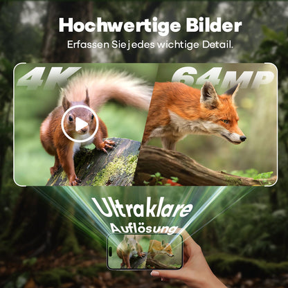 MAXDONE PH970S Wildkamera 4K 64MP mit Solar, WLAN und Nachtsicht