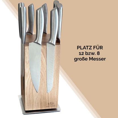 WALDLAND Premium Messerblock magnetisch 360° drehbar – Eiche