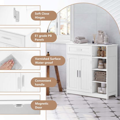 EUGAD Badezimmerschrank schmal - Schublade, 2 Türen, Weiss