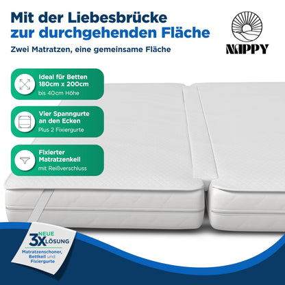 NAPPY Liebesbrücke 180 x 200 cm Matratzenkeil mit Verbinder, waschbar