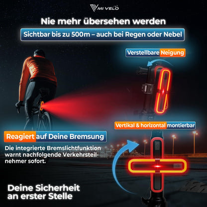 MIVELO Fahrradlicht Set mit Bremslicht, StVZO zugelassen, USB-C